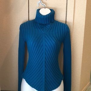 525 HEAVY TURQUOISE BLUE TURTLENECK SWEATER size S